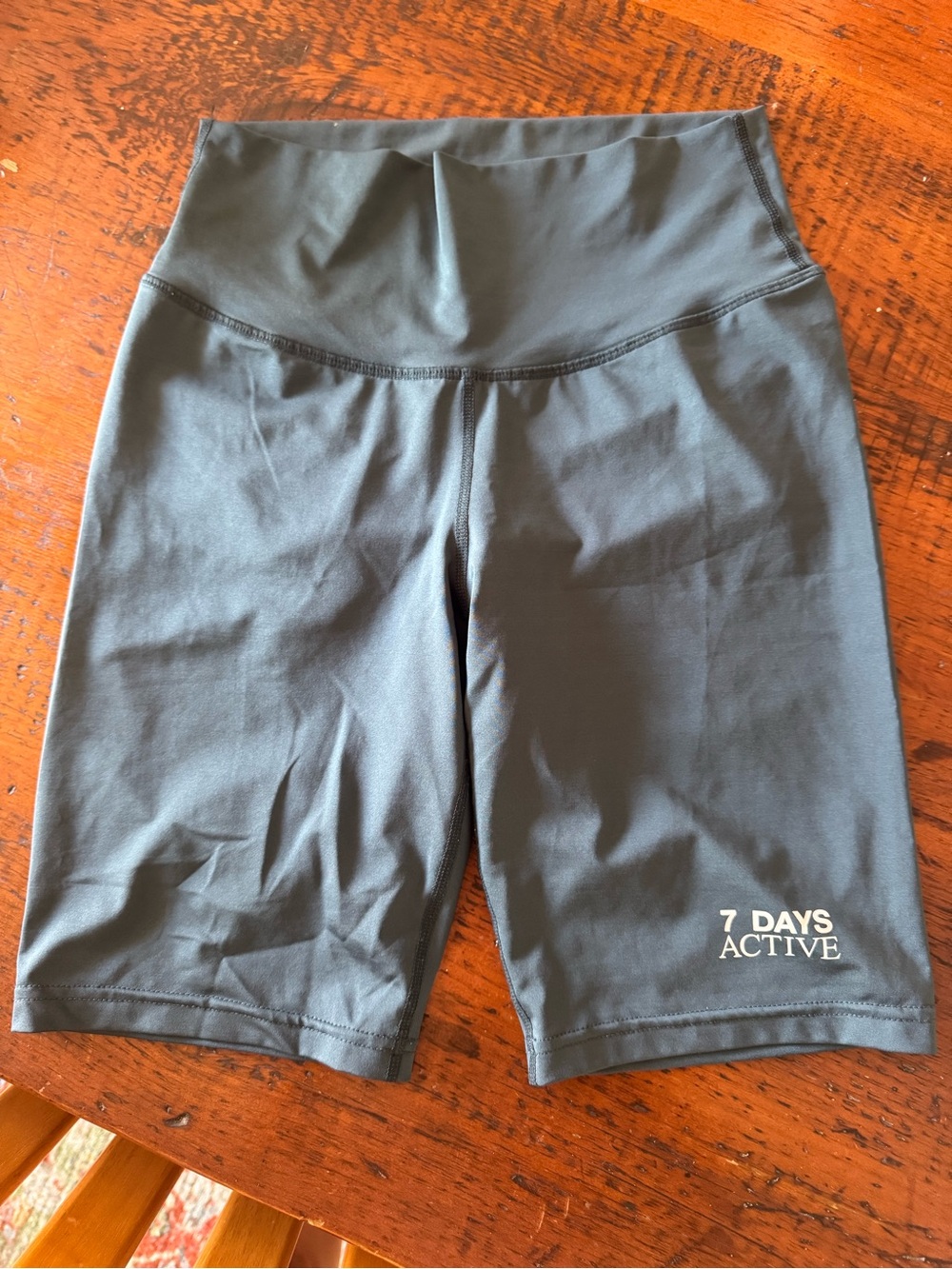 7 days active High-Waist Women’s Bike Shorts — slate blue color size small